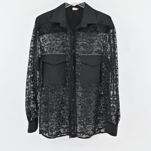 PRIVE Tops - Vintage Lace Top Womens‎ Sz L Punk Edgy Goth Emo Rhinestone Whimsigoth Wednesday